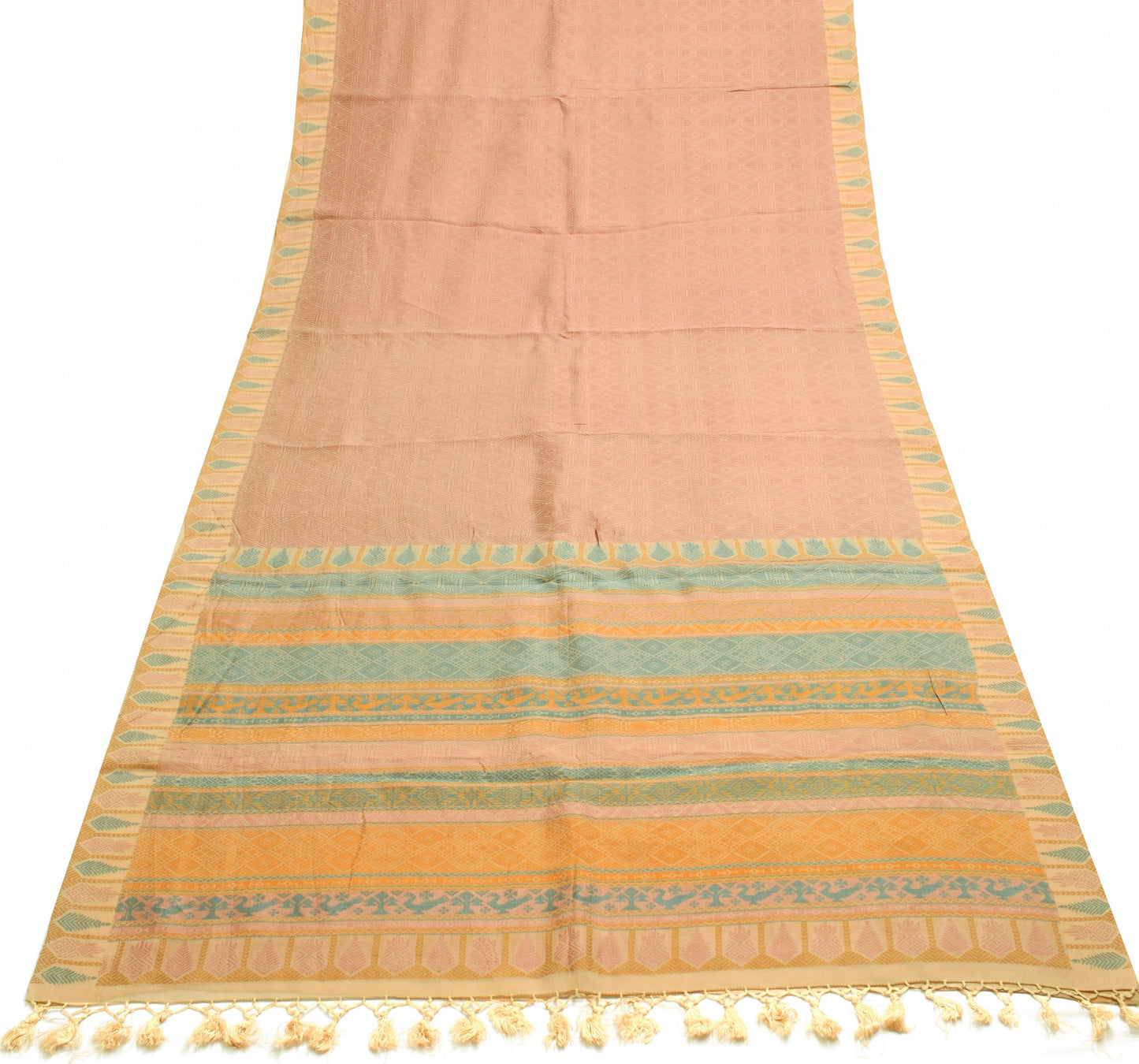 Sushila Vintage 100%Pure Silk Saree All Over Woven Traditional Sari Craft Fabric