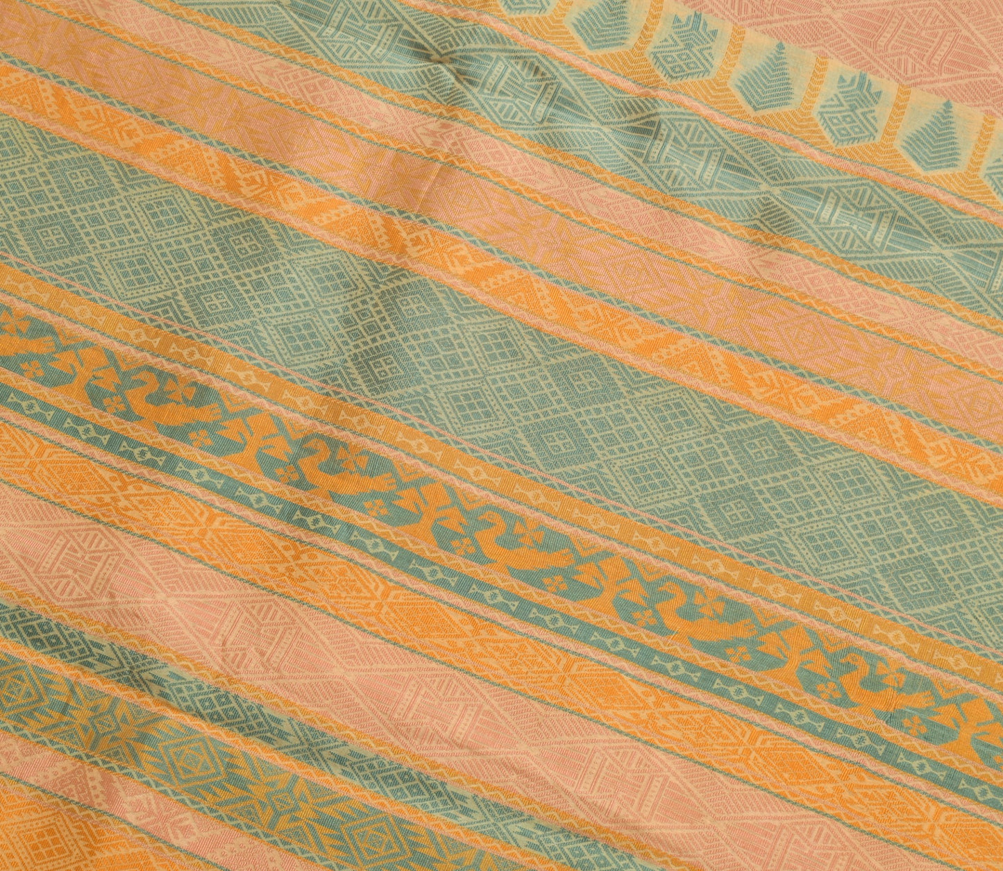 Sushila Vintage 100%Pure Silk Saree All Over Woven Traditional Sari Craft Fabric