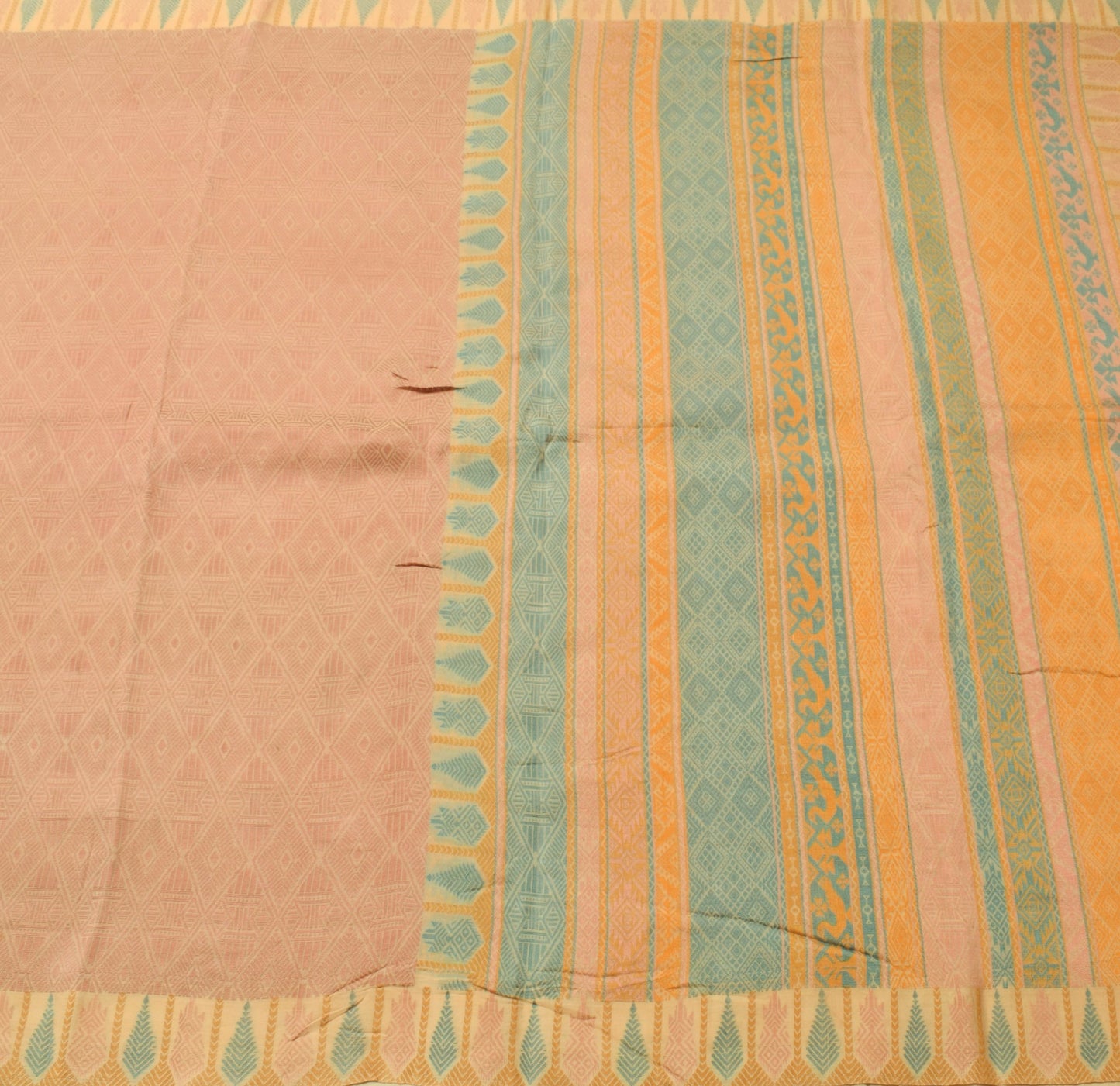 Sushila Vintage 100%Pure Silk Saree All Over Woven Traditional Sari Craft Fabric