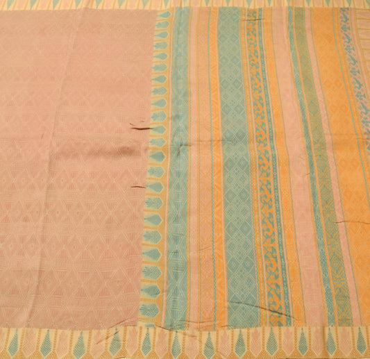 Sushila Vintage 100%Pure Silk Saree All Over Woven Traditional Sari Craft Fabric
