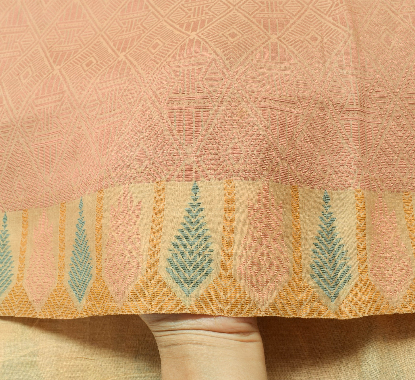 Sushila Vintage 100%Pure Silk Saree All Over Woven Traditional Sari Craft Fabric