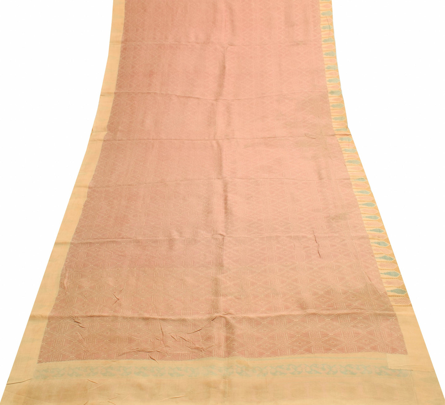 Sushila Vintage 100%Pure Silk Saree All Over Woven Traditional Sari Craft Fabric