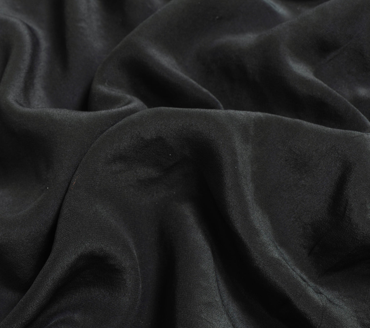 Sushila Vintage Black Glass Beads Embellish Saree Crepe Silk Heavy Sari Fabric