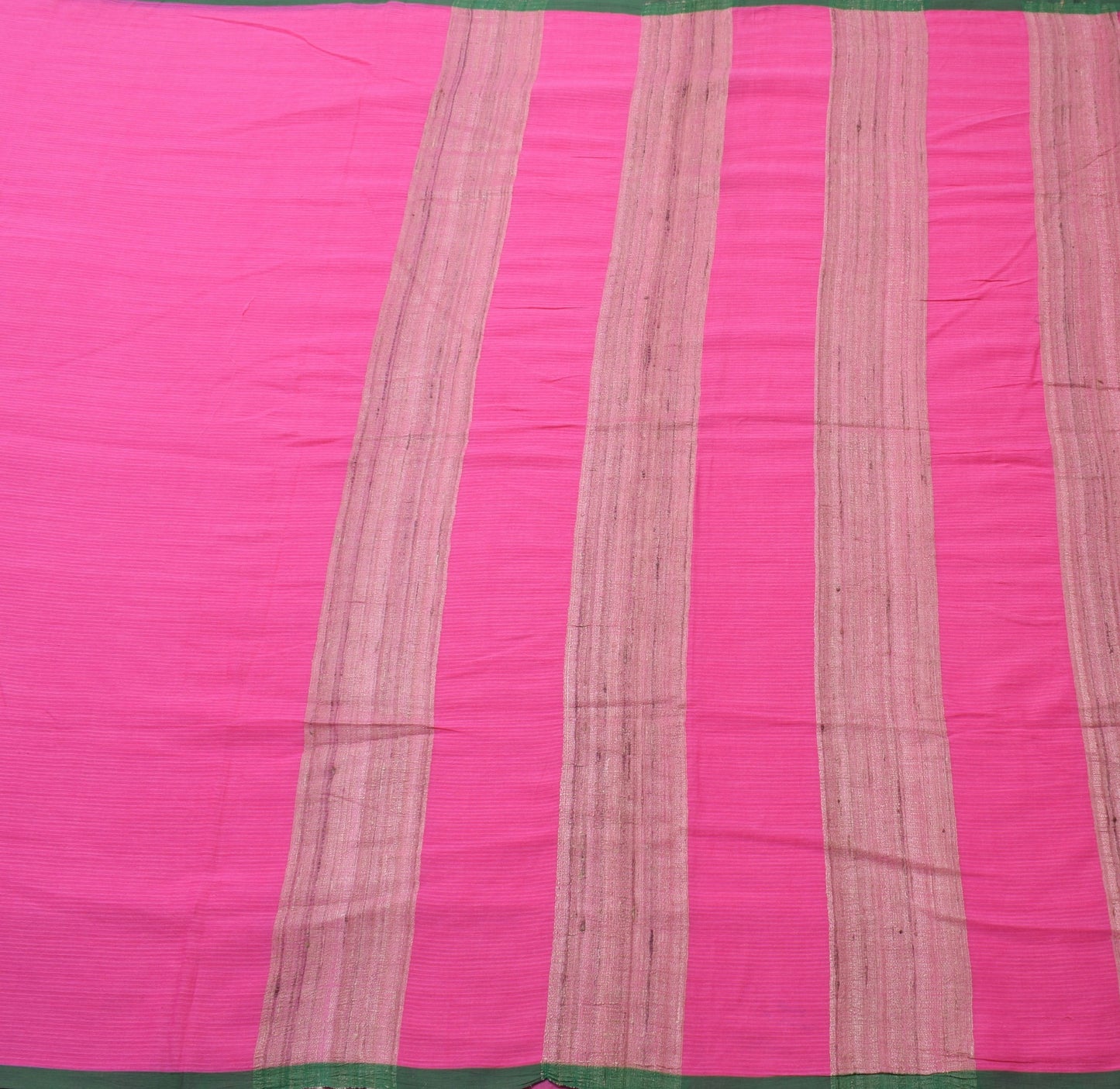 Sushila Vintage Dark Pink Woven Saree 100% Pure Cotton Soft Indian Sari Fabric