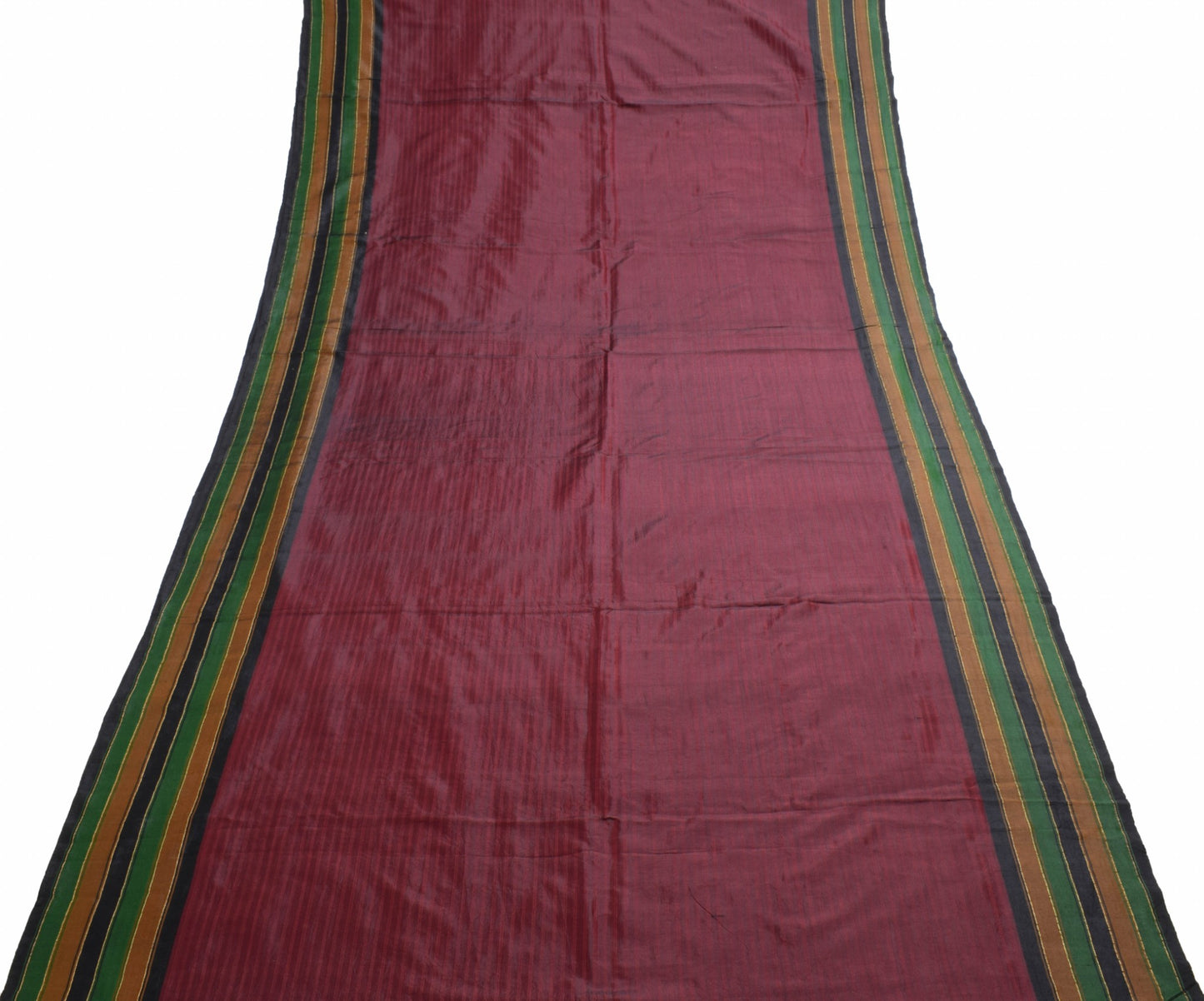 Sushila Vintage Maroon Dual Tone Saree Woven 100% Pure Silk Soft Sari Fabric