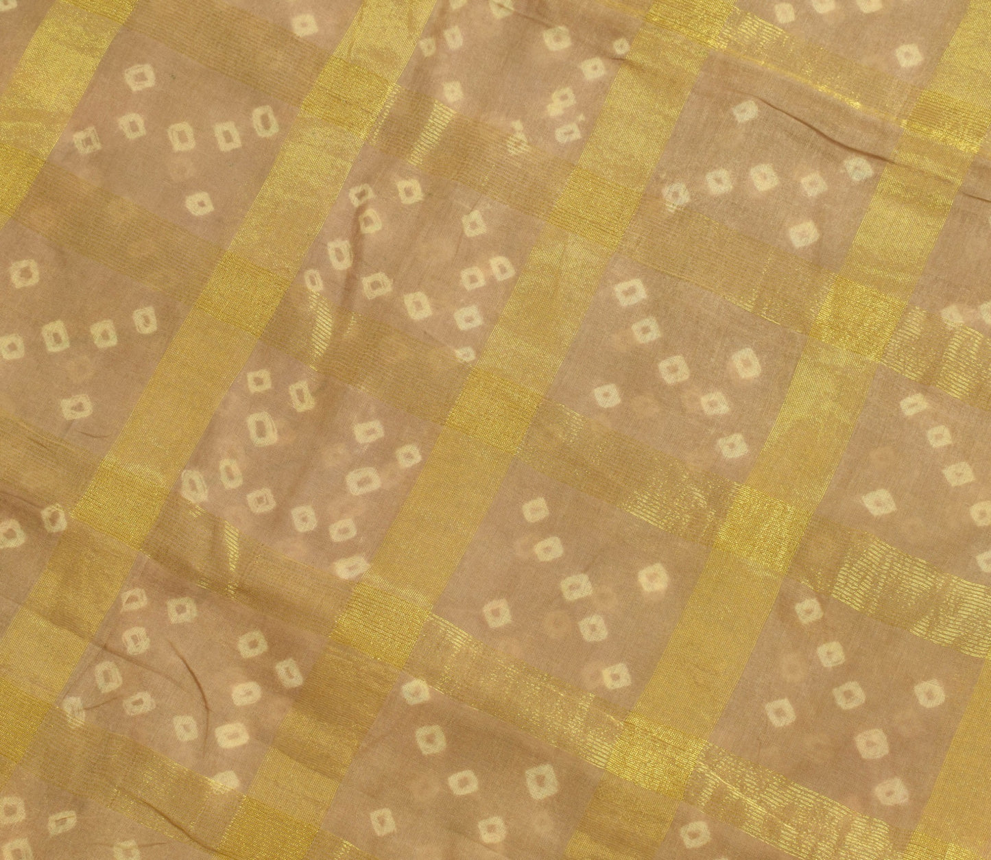 Sushila Vintage Brown Bandhani Printed Saree 100% Pure Cotton Classy Sari Fabric