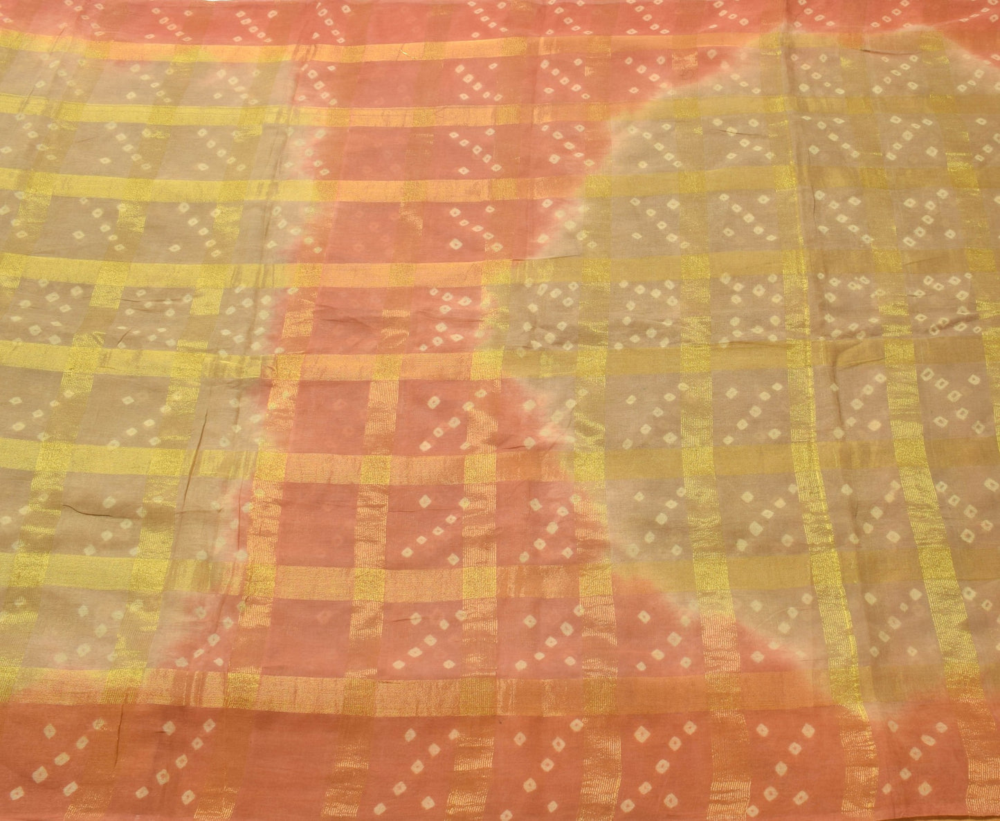 Sushila Vintage Brown Bandhani Printed Saree 100% Pure Cotton Classy Sari Fabric