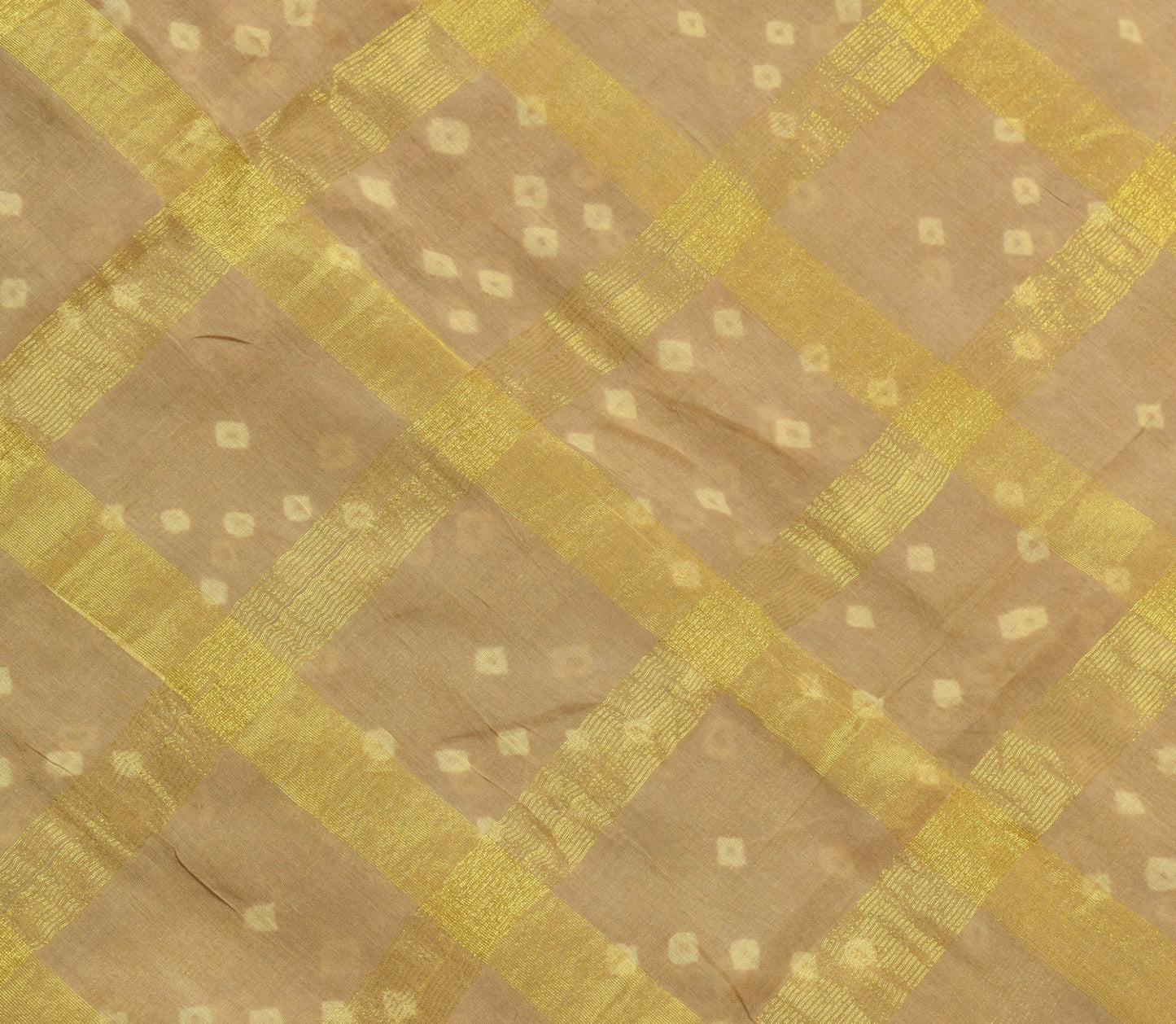Sushila Vintage Brown Bandhani Printed Saree 100% Pure Cotton Classy Sari Fabric