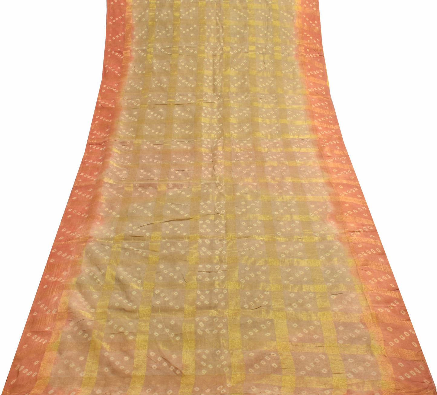 Sushila Vintage Brown Bandhani Printed Saree 100% Pure Cotton Classy Sari Fabric