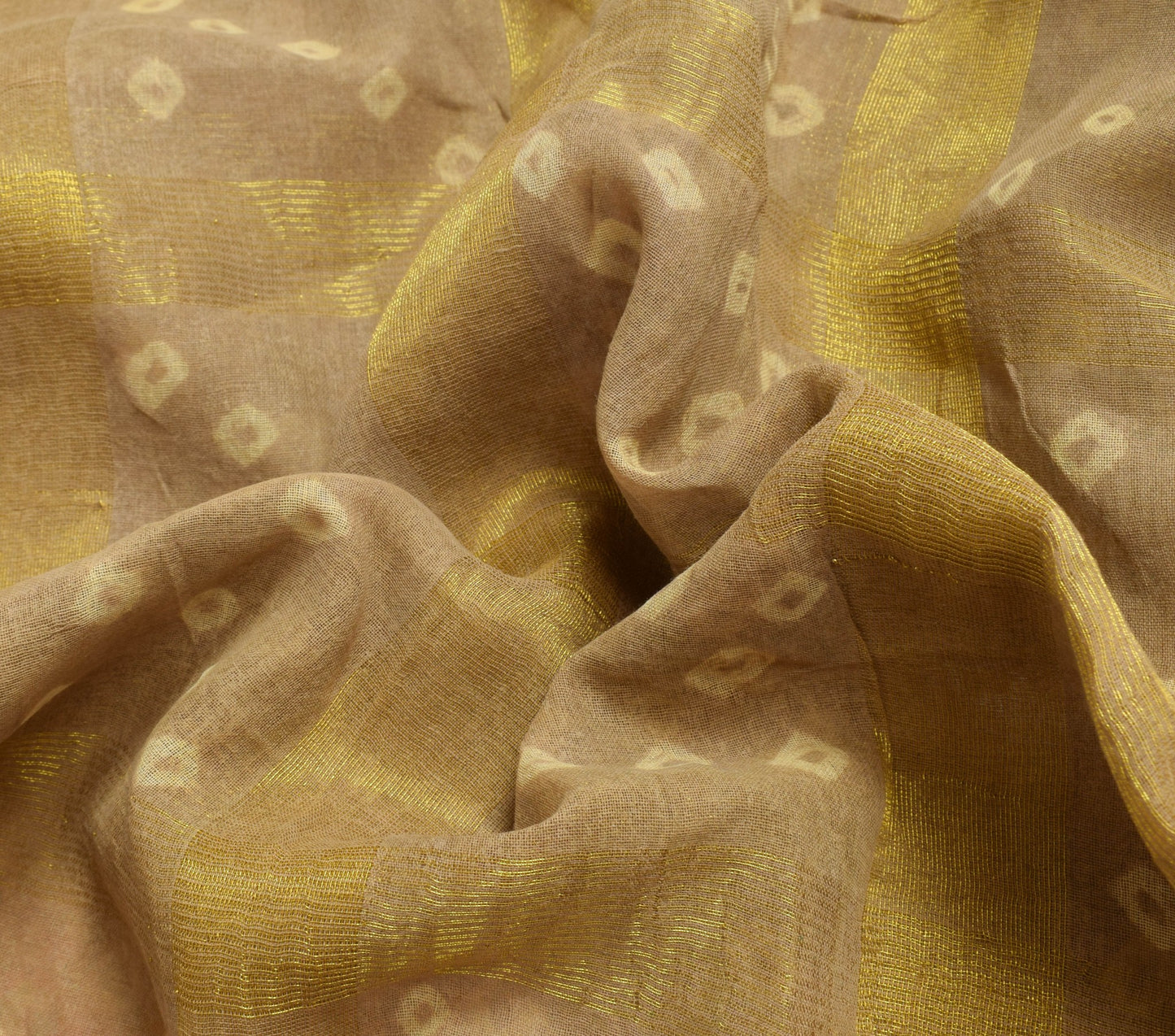 Sushila Vintage Brown Bandhani Printed Saree 100% Pure Cotton Classy Sari Fabric