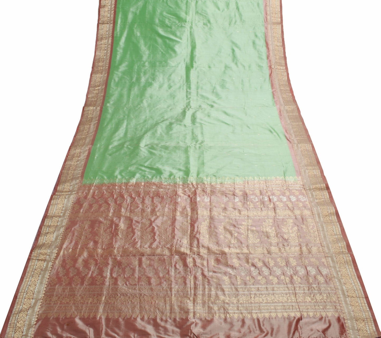 Sushila Vintage Pista Green Woven Saree 100% Pure Silk Traditional Sari Fabric