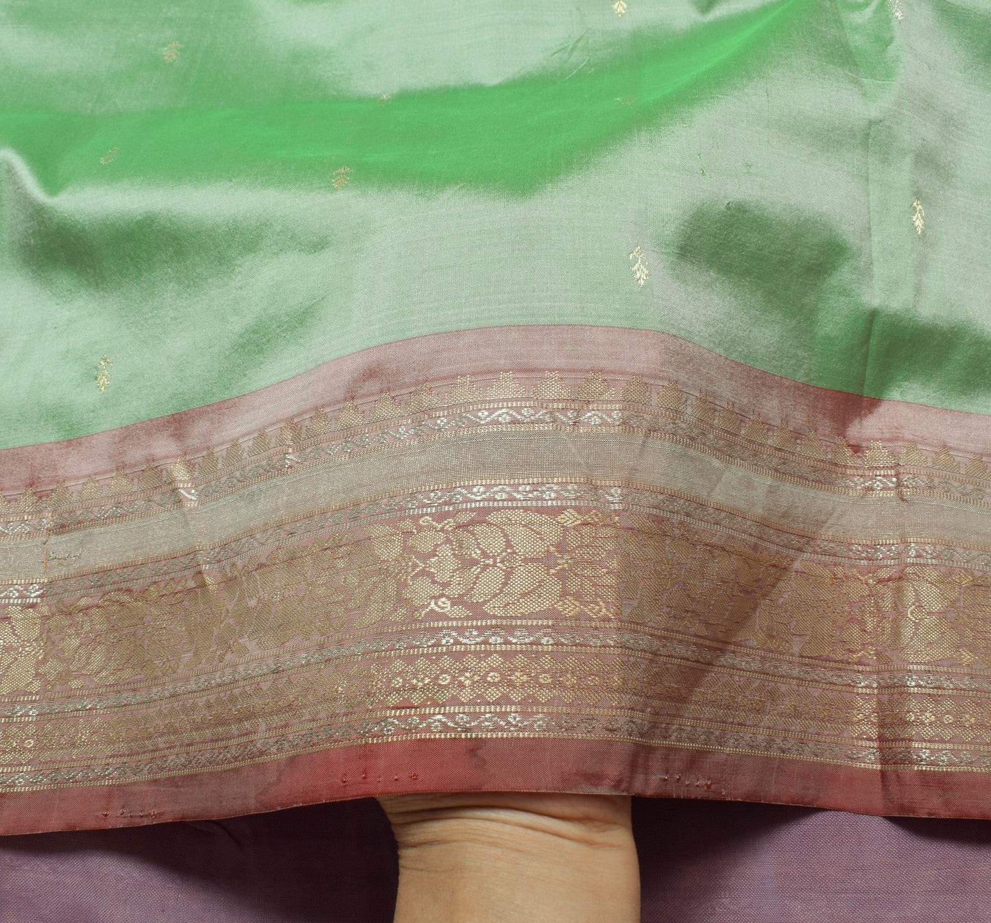 Sushila Vintage Pista Green Woven Saree 100% Pure Silk Traditional Sari Fabric