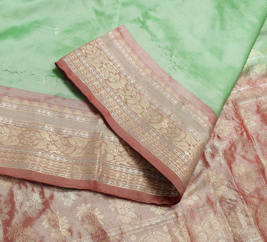 Sushila Vintage Pista Green Woven Saree 100% Pure Silk Traditional Sari Fabric