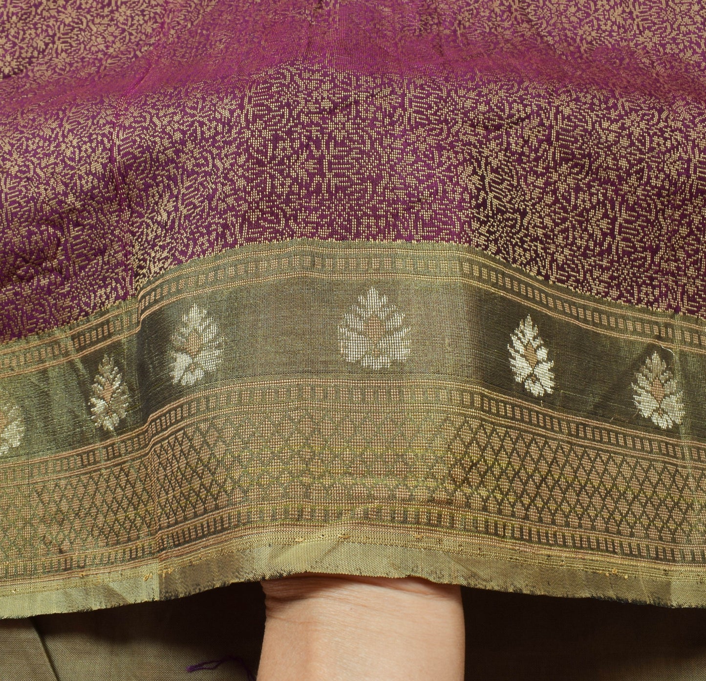 Sushila Vintage Dark Purple Saree Pure Silk All Over Woven Classy Sari Fabric