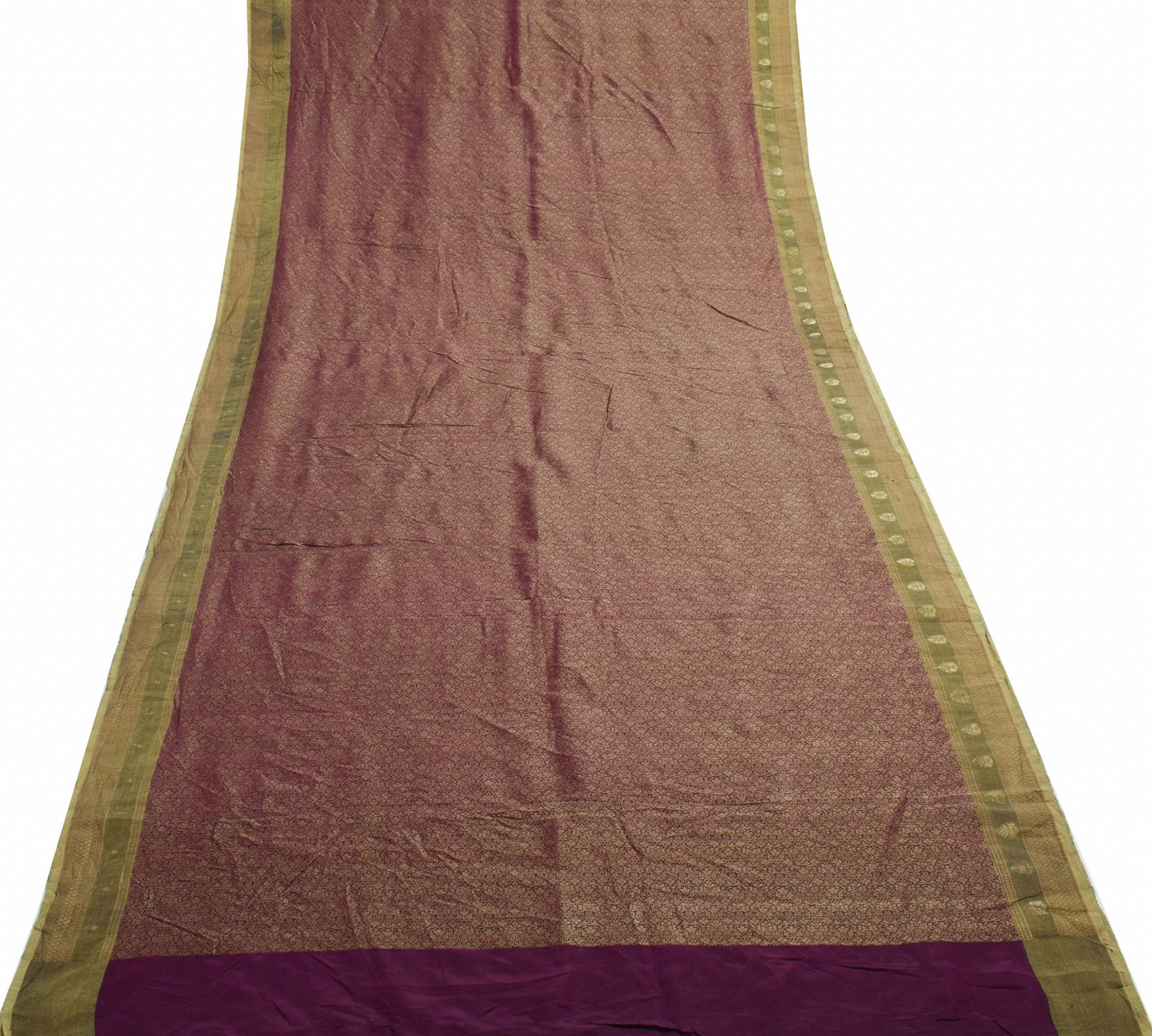 Sushila Vintage Dark Purple Saree Pure Silk All Over Woven Classy Sari Fabric