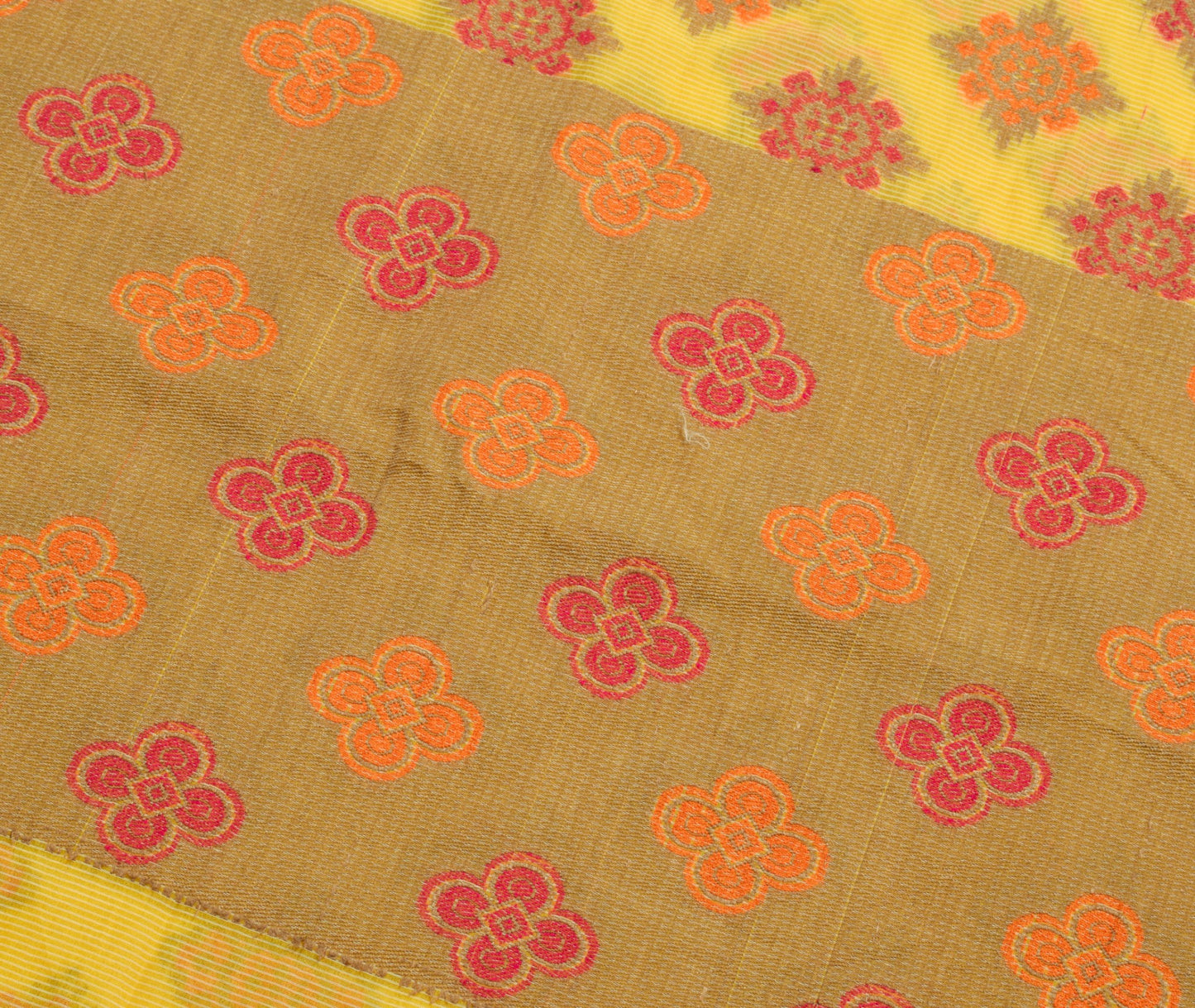 Sushila Vintage Yellow Wedding Saree Art Silk Woven Traditional Sari Fabric
