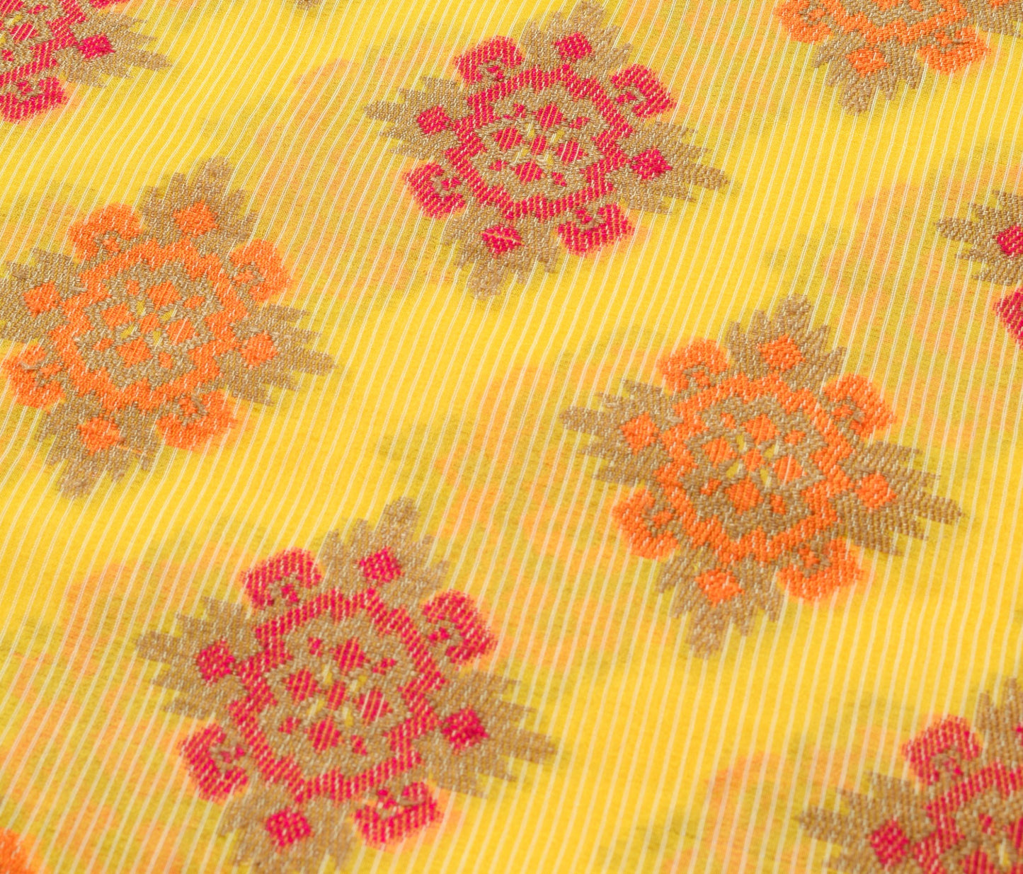 Sushila Vintage Yellow Wedding Saree Art Silk Woven Traditional Sari Fabric