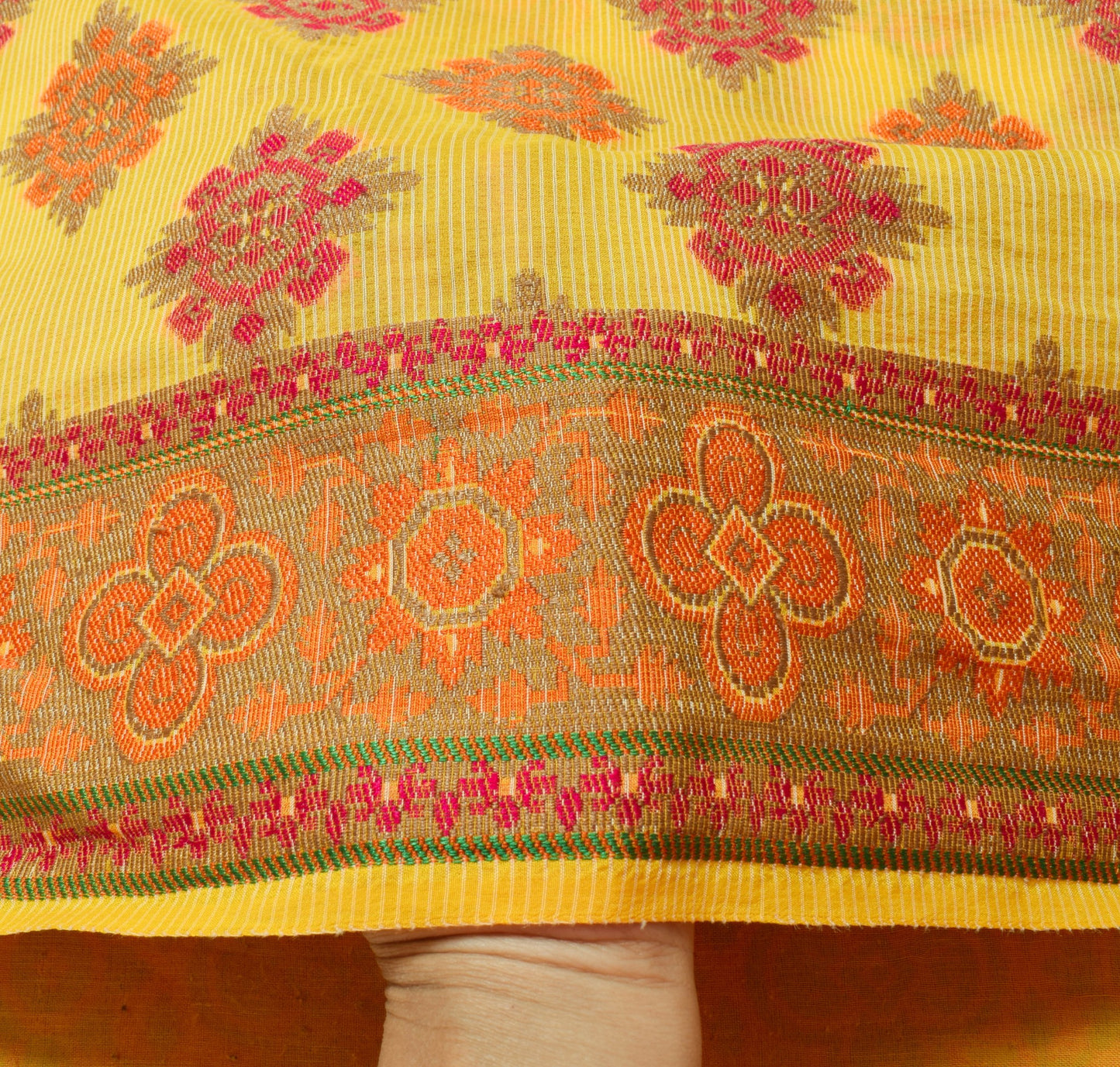 Sushila Vintage Yellow Wedding Saree Art Silk Woven Traditional Sari Fabric