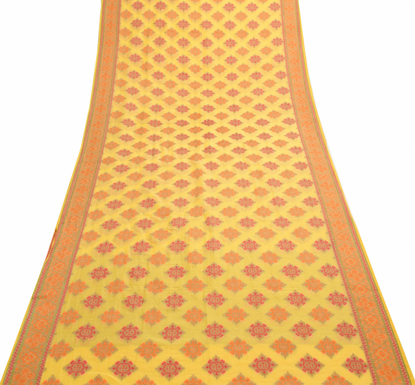 Sushila Vintage Yellow Wedding Saree Art Silk Woven Traditional Sari Fabric