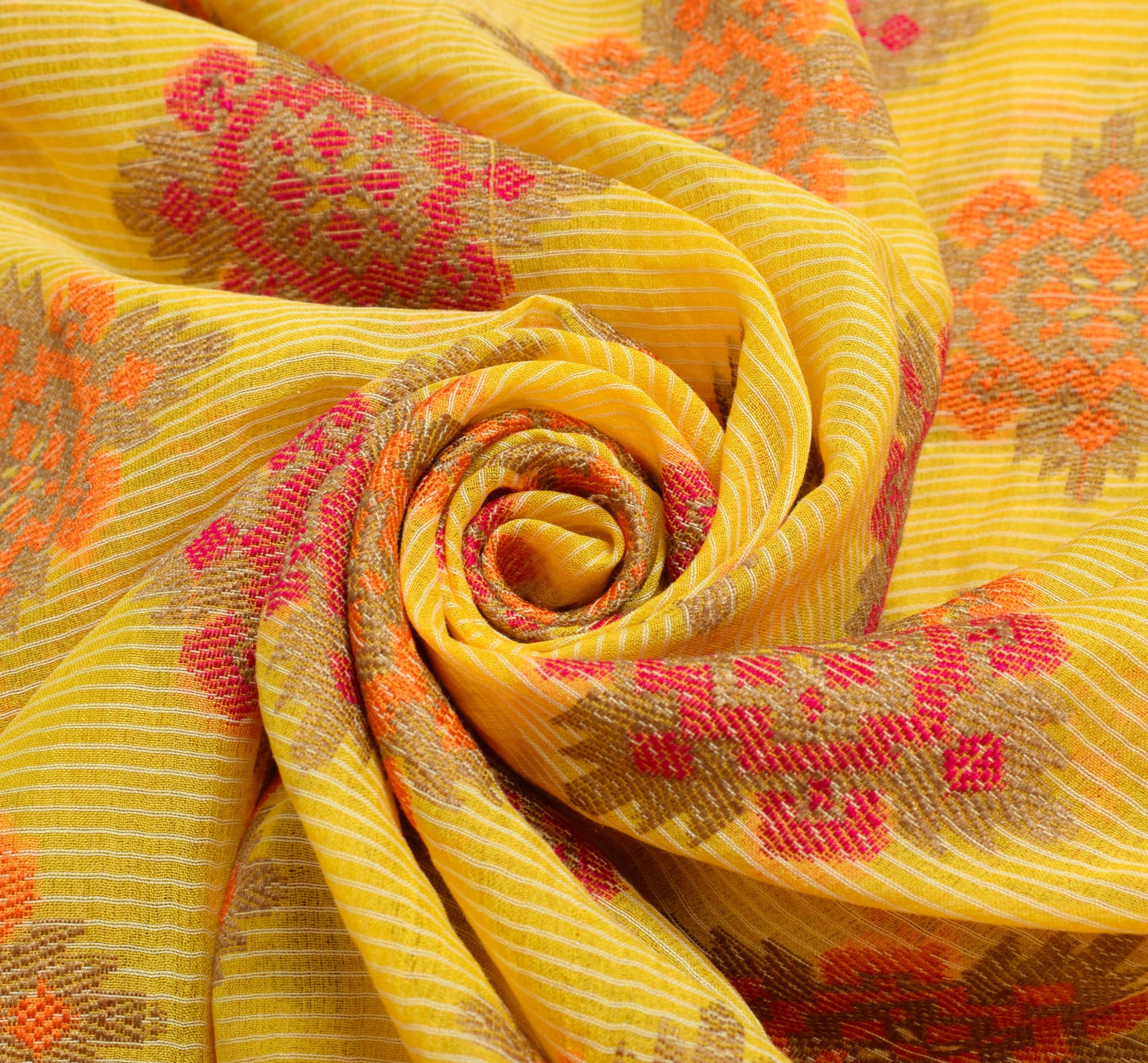 Sushila Vintage Yellow Wedding Saree Art Silk Woven Traditional Sari Fabric