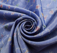 Sushila Vintage Sky Blue Saree Hand Woven Ikat Patola Silk Sari Craft Fabric