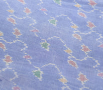 Sushila Vintage Sky Blue Saree Hand Woven Ikat Patola Silk Sari Craft Fabric