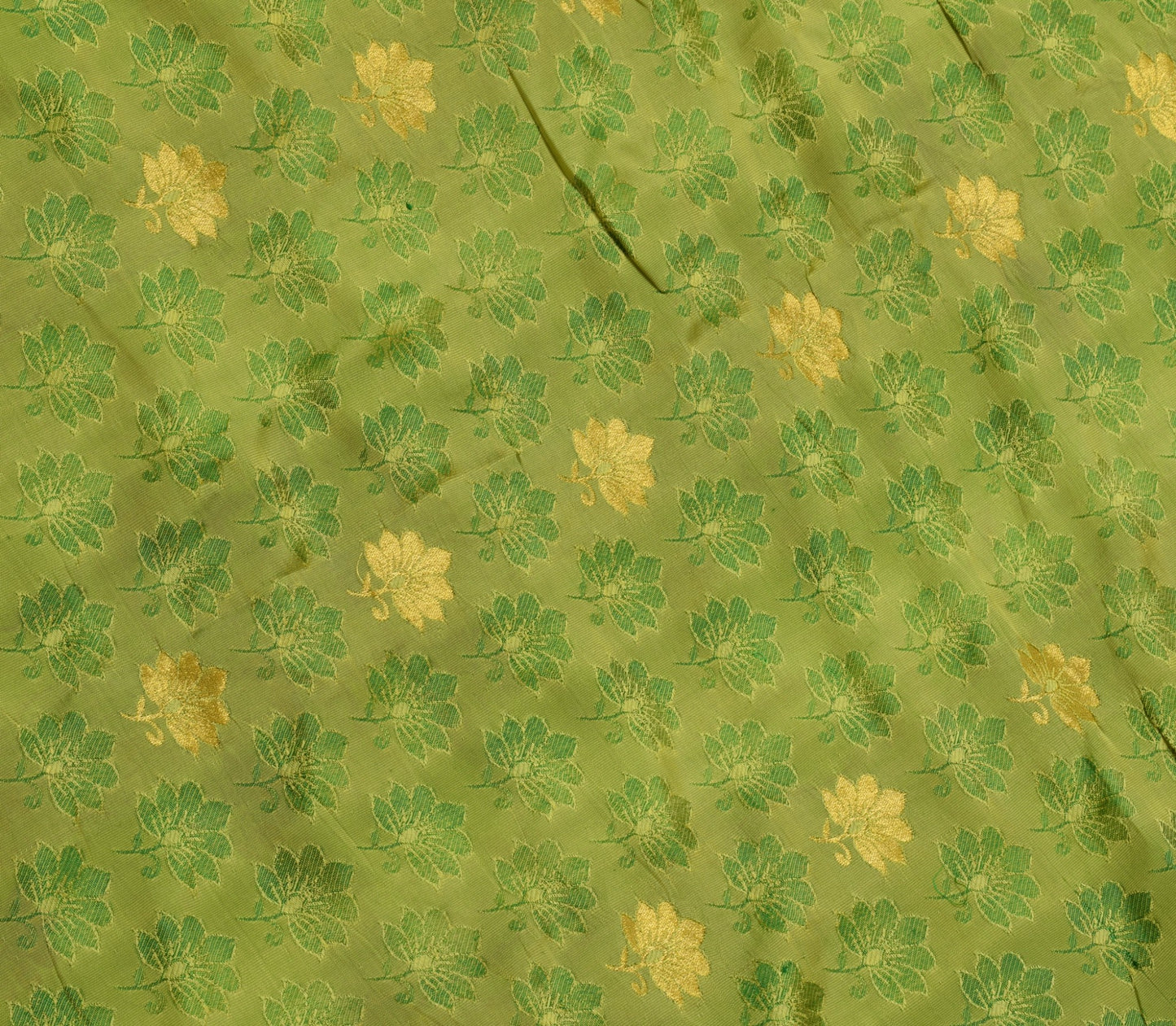 Sushila Vintage Green Dual Tone Silk Saree Floral Woven Wedding Sari Soft Fabric