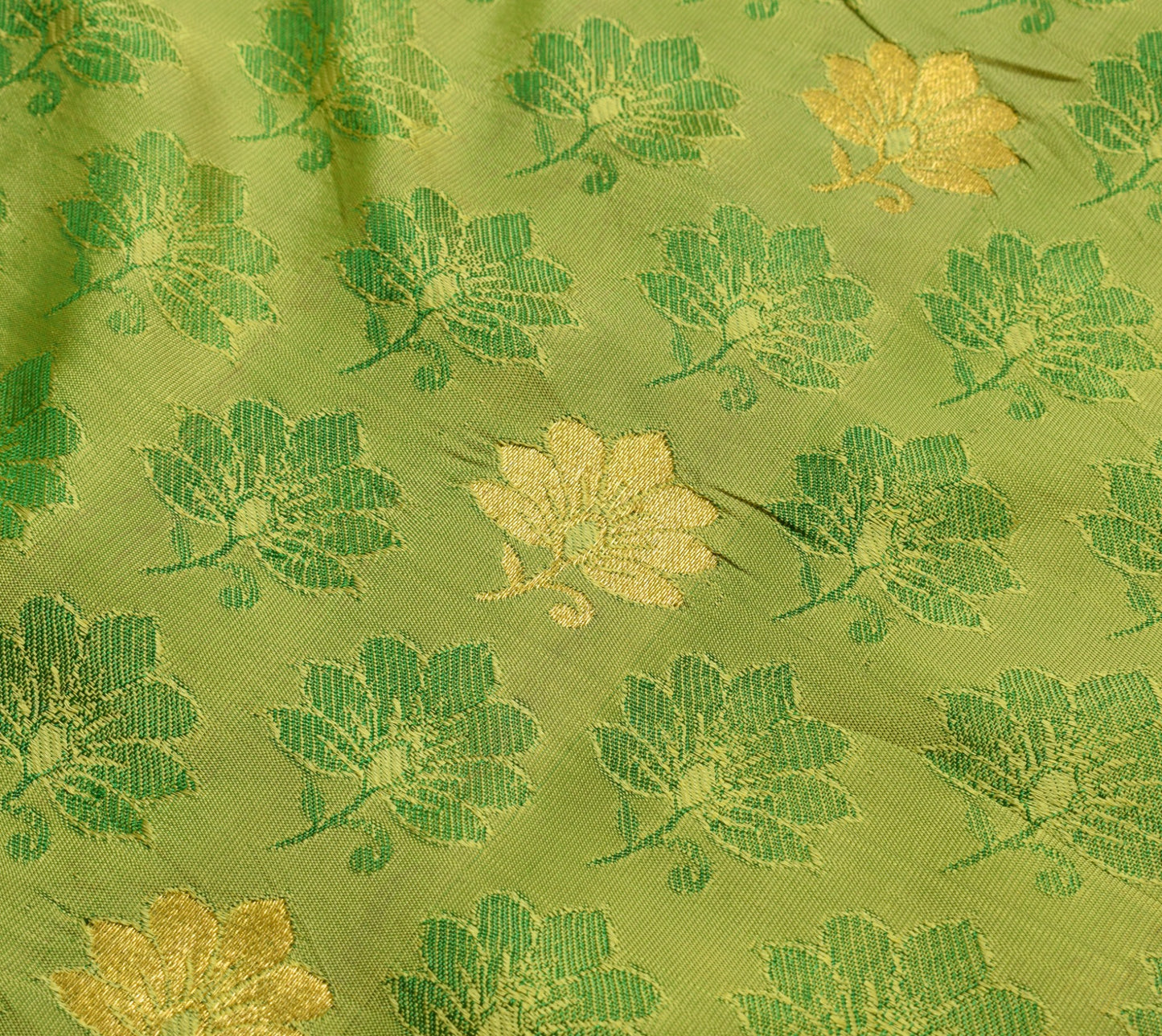 Sushila Vintage Green Dual Tone Silk Saree Floral Woven Wedding Sari Soft Fabric