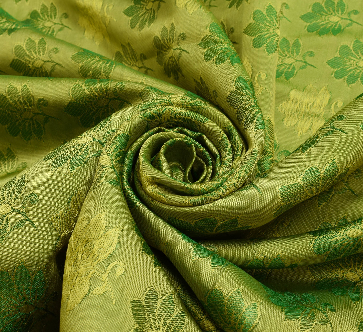 Sushila Vintage Green Dual Tone Silk Saree Floral Woven Wedding Sari Soft Fabric