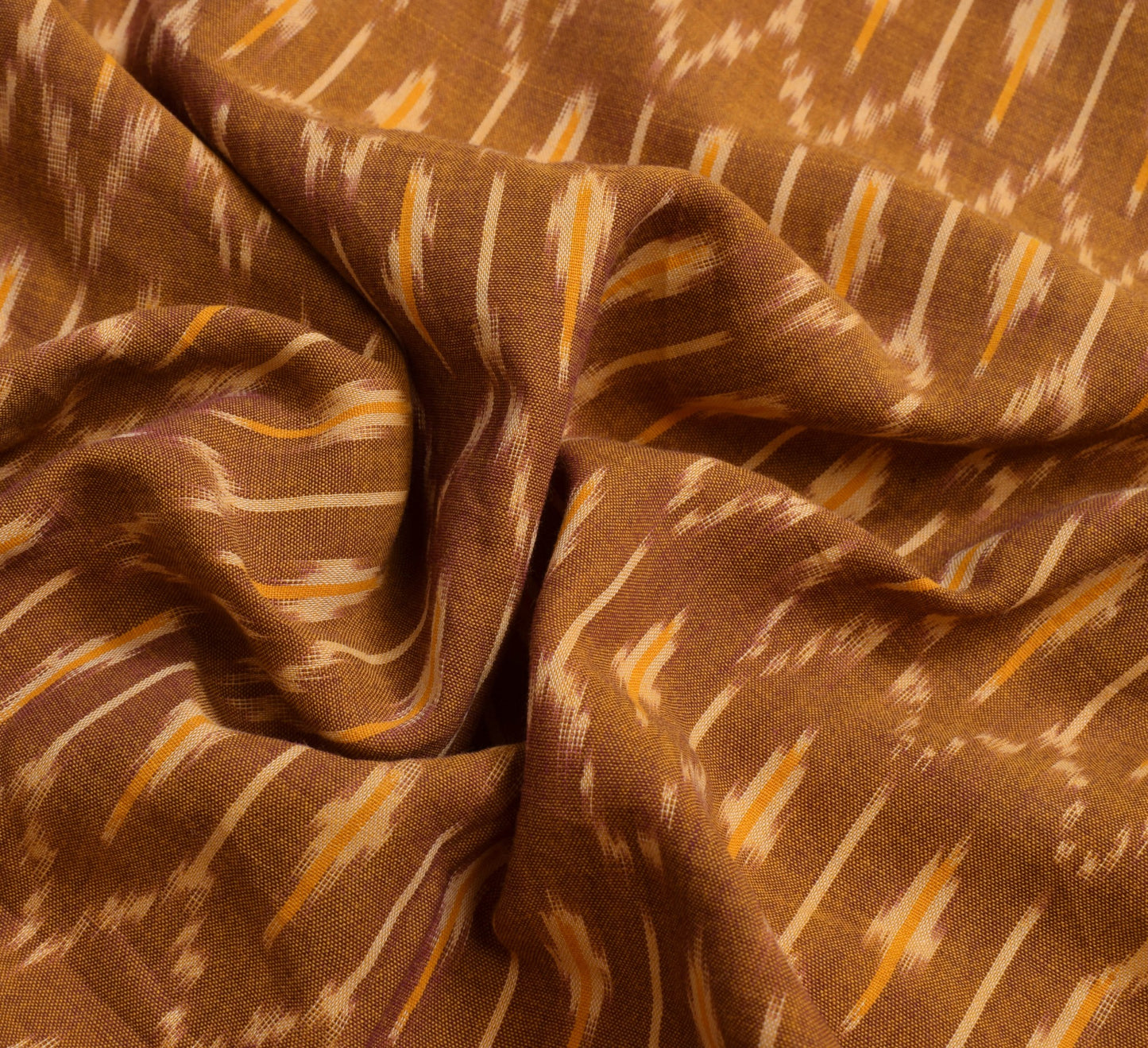 Sushila Vintage Brown Cotton Saree Hand Woven Ikat Patola Soft Sari Craft Fabric