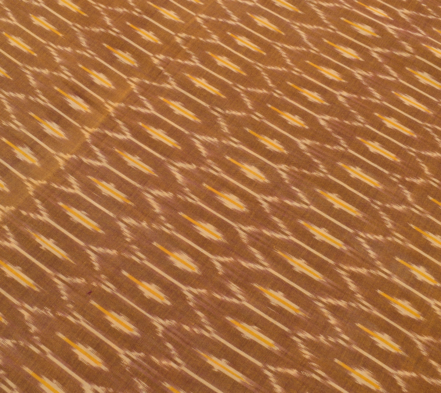 Sushila Vintage Brown Cotton Saree Hand Woven Ikat Patola Soft Sari Craft Fabric