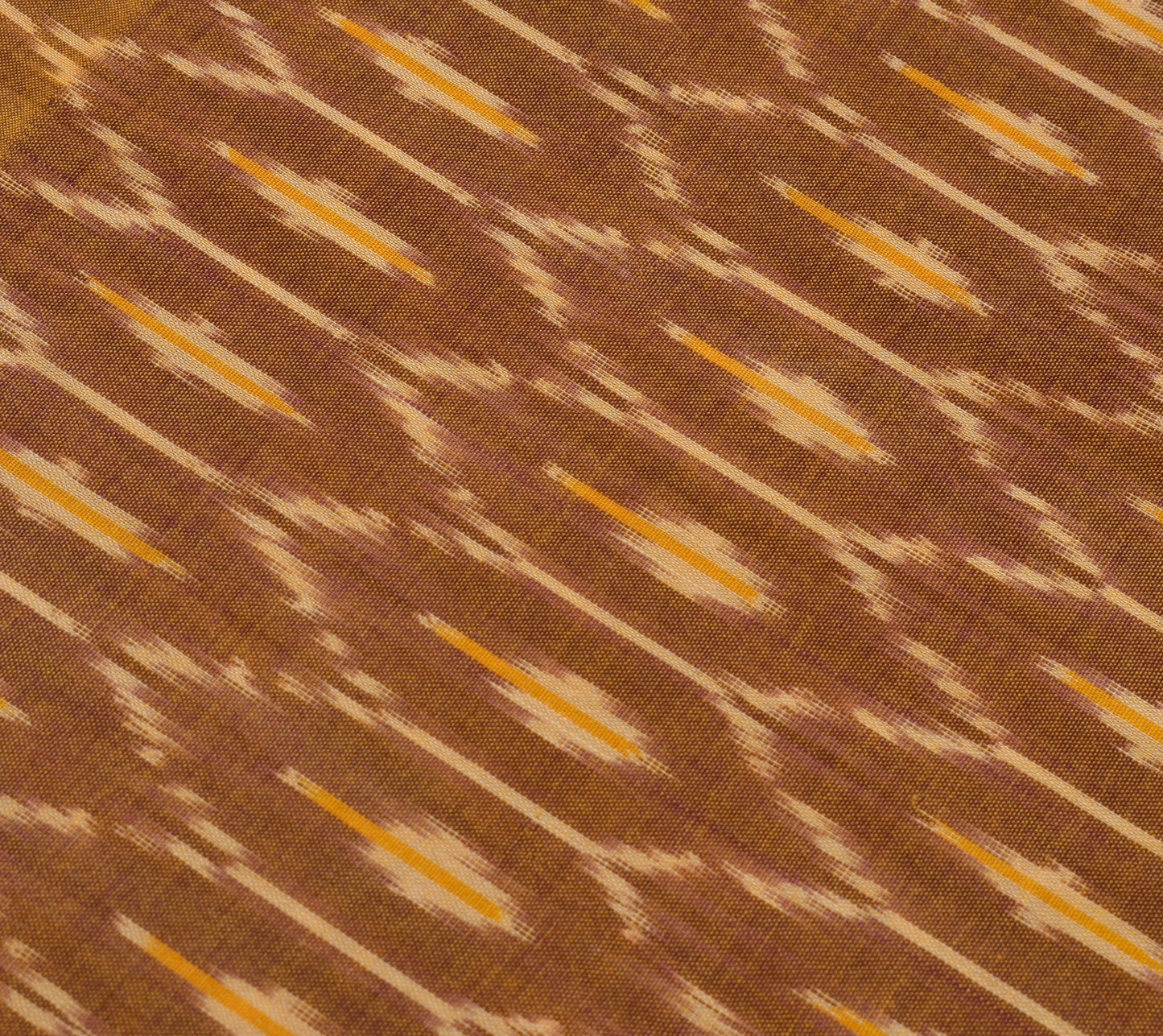Sushila Vintage Brown Cotton Saree Hand Woven Ikat Patola Soft Sari Craft Fabric