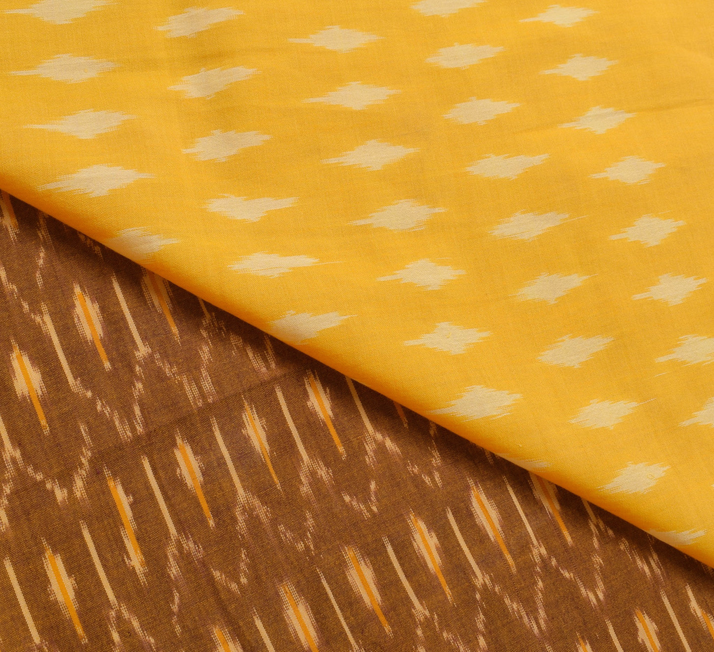 Sushila Vintage Brown Cotton Saree Hand Woven Ikat Patola Soft Sari Craft Fabric
