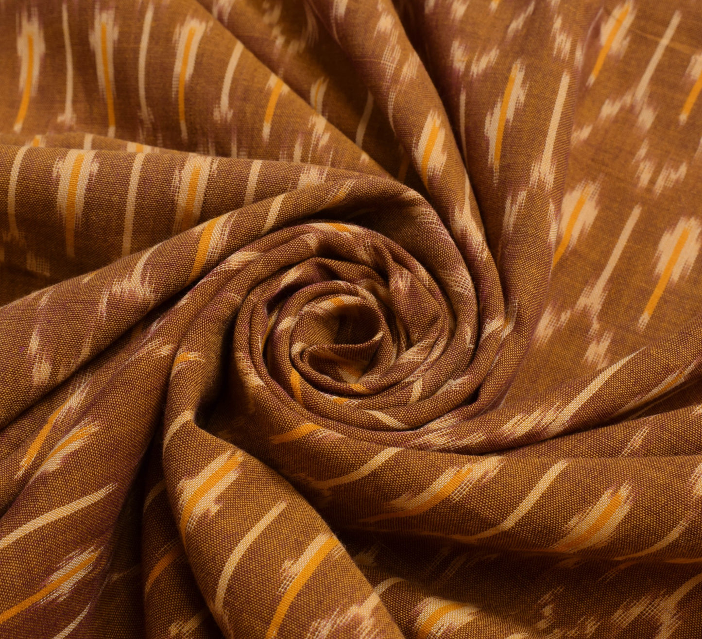 Sushila Vintage Brown Cotton Saree Hand Woven Ikat Patola Soft Sari Craft Fabric