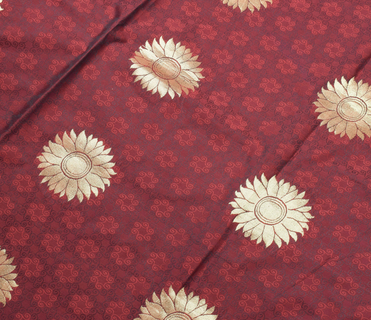Sushila Vintage Maroon & Green Silk Saree Floral Woven Wedding Sari Craft Fabric