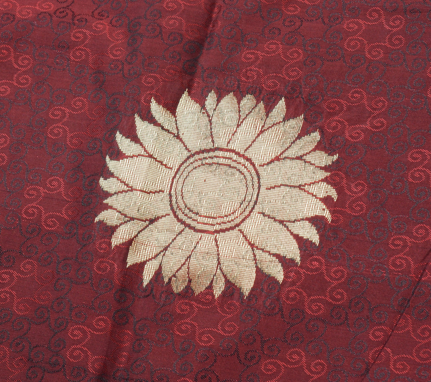 Sushila Vintage Maroon & Green Silk Saree Floral Woven Wedding Sari Craft Fabric