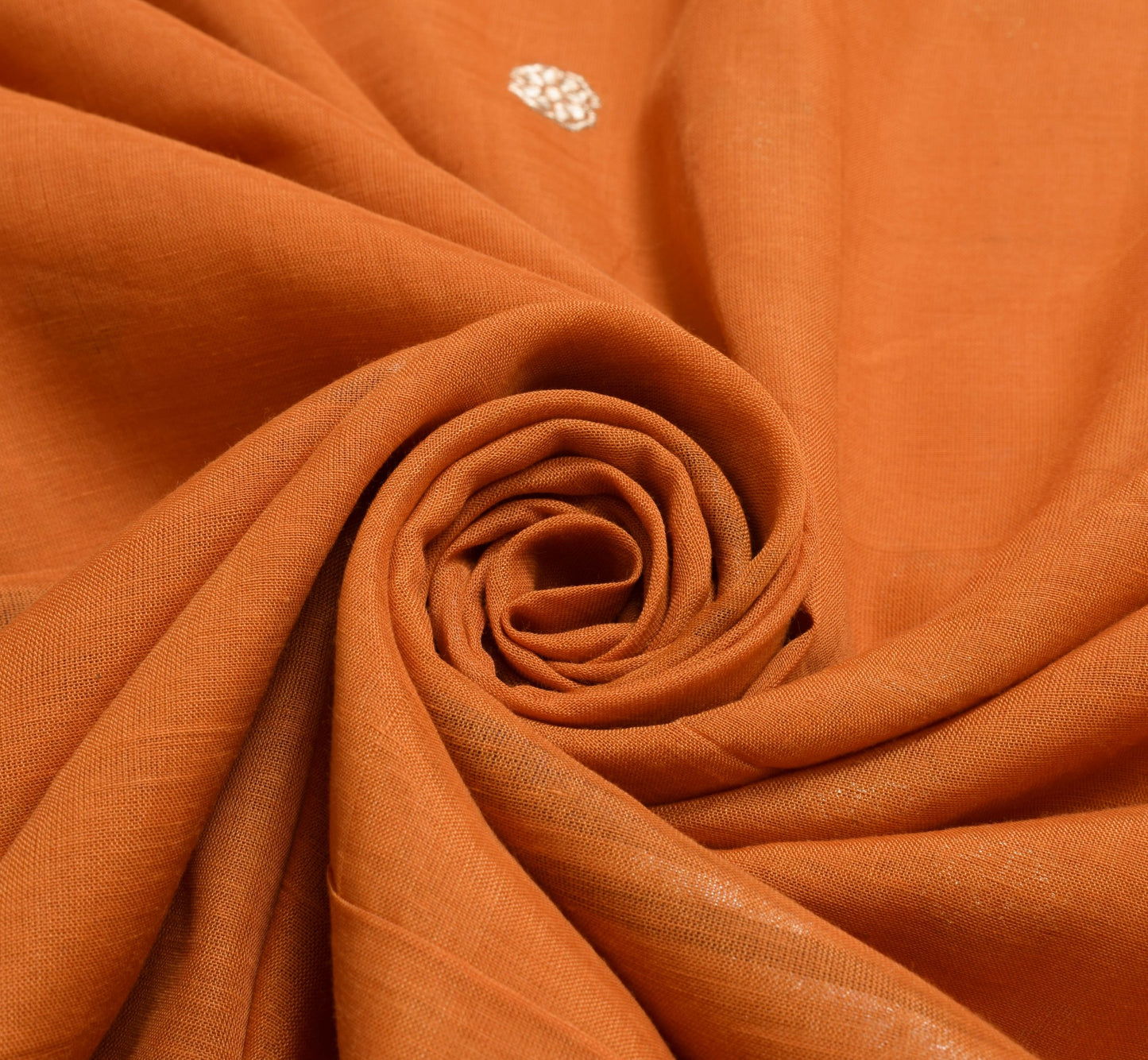 Sushila Vintage Rust 100%Pure Cotton Saree Zari Brocade Floral Sari Craft Fabric