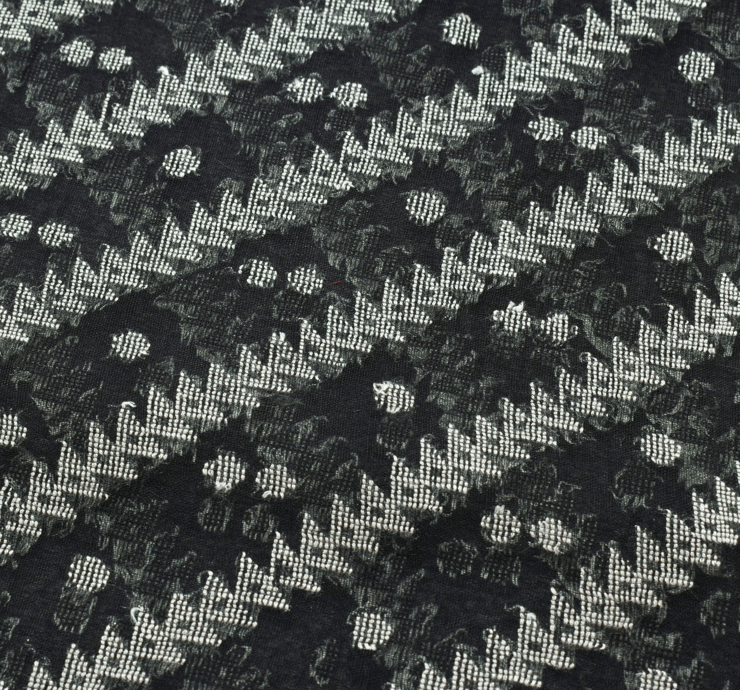 Sushila Vintage Black 100% Pure Cotton Saree Geometrical Woven Sari Craft Fabric