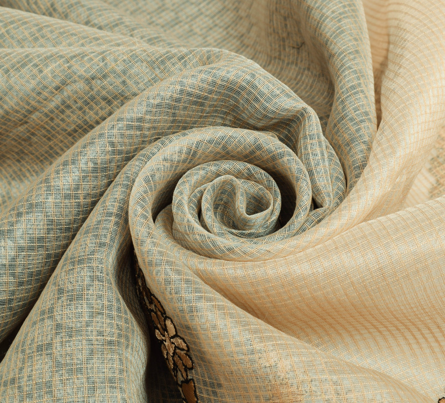 Sushila Vintage Beige Woven Saree 100% Pure Silk Floral Embroidered Sari Fabric