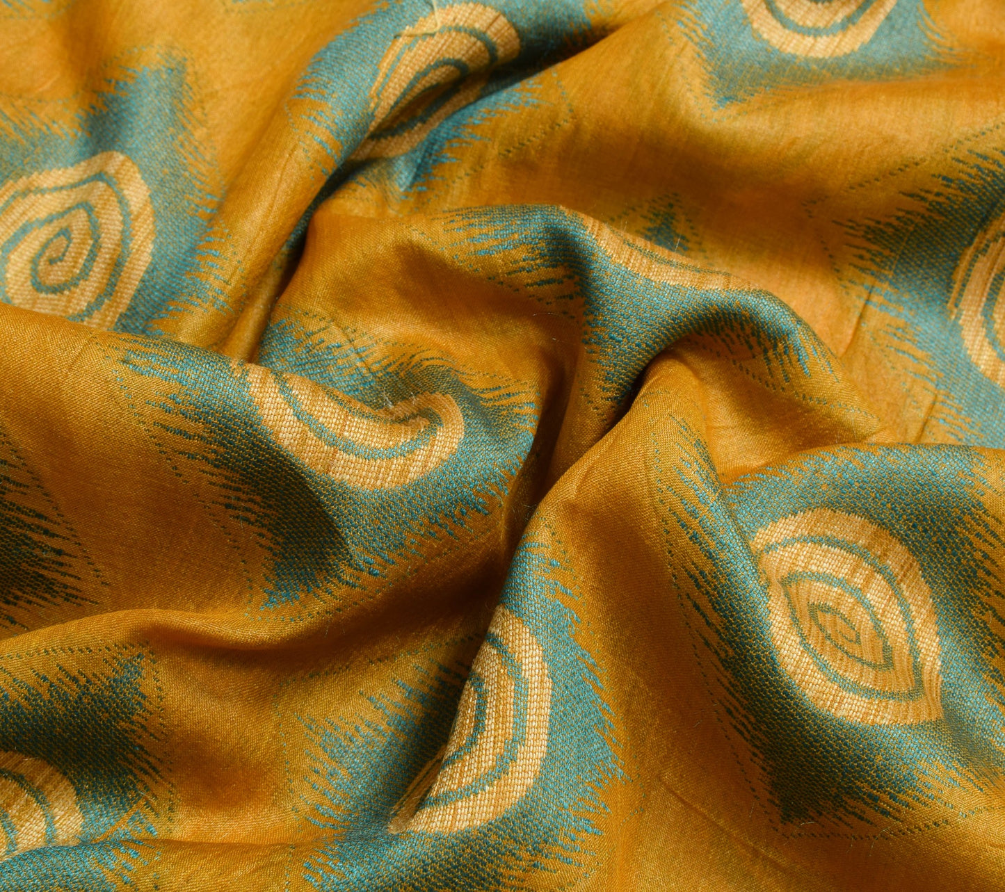 Sushila Vintage Mustard Saree 100% Pure Tussar Silk Woven Soft Sari Women Fabric