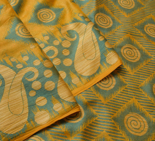 Sushila Vintage Mustard Saree 100% Pure Tussar Silk Woven Soft Sari Women Fabric