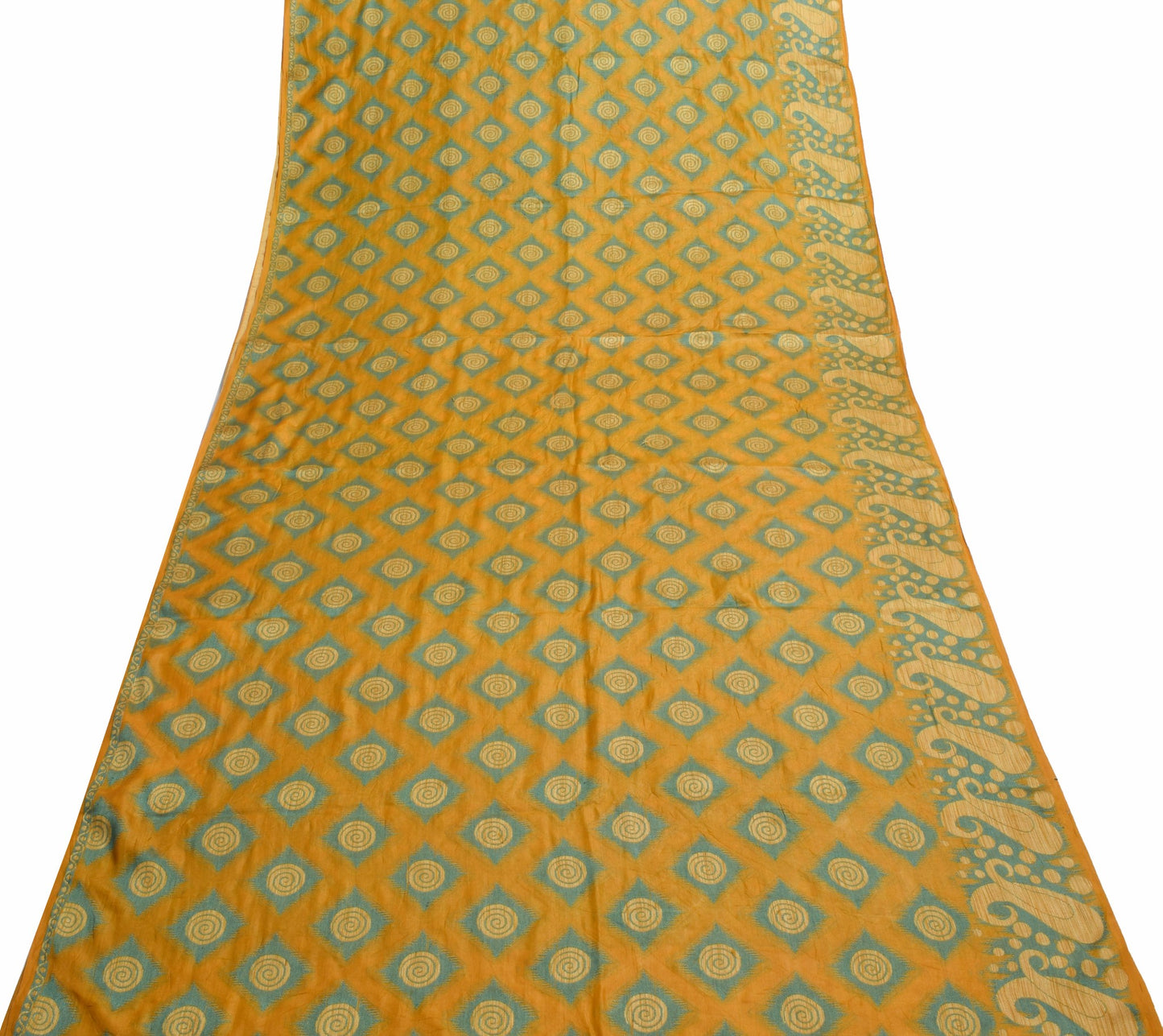 Sushila Vintage Mustard Saree 100% Pure Tussar Silk Woven Soft Sari Women Fabric