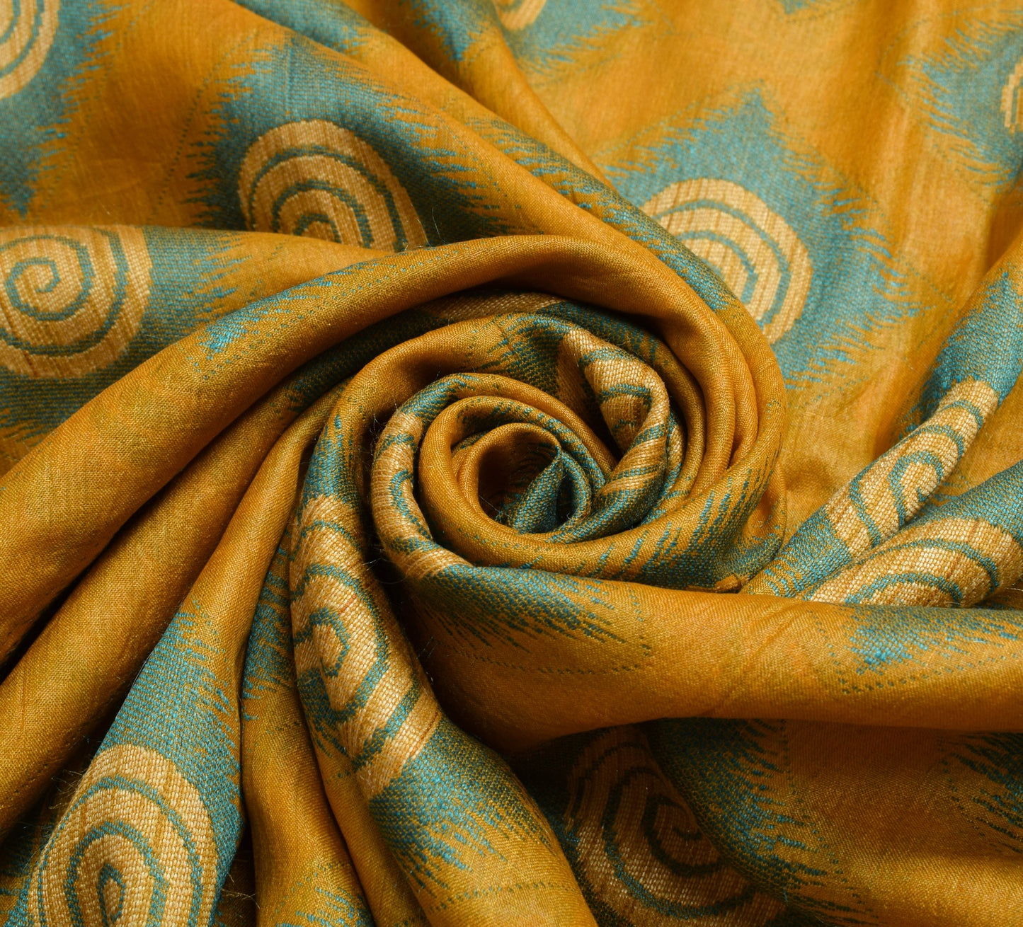 Sushila Vintage Mustard Saree 100% Pure Tussar Silk Woven Soft Sari Women Fabric