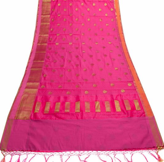 Sushila Vintage Magenta Silk Saree All Over Woven Party Wear Floral Sari Fabric