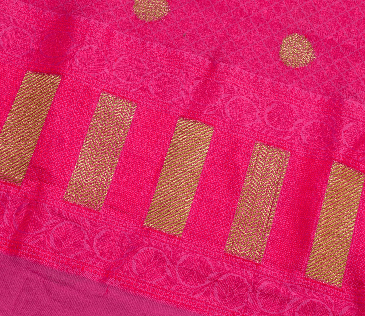 Sushila Vintage Magenta Silk Saree All Over Woven Party Wear Floral Sari Fabric