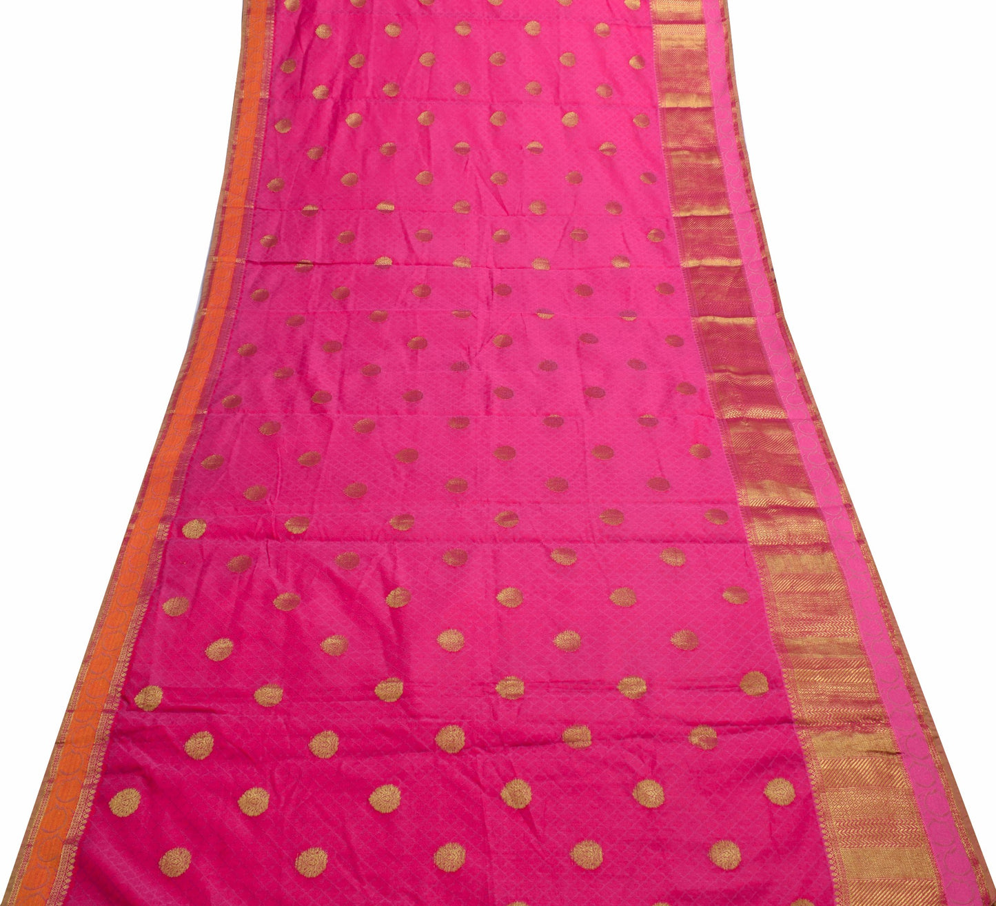 Sushila Vintage Magenta Silk Saree All Over Woven Party Wear Floral Sari Fabric