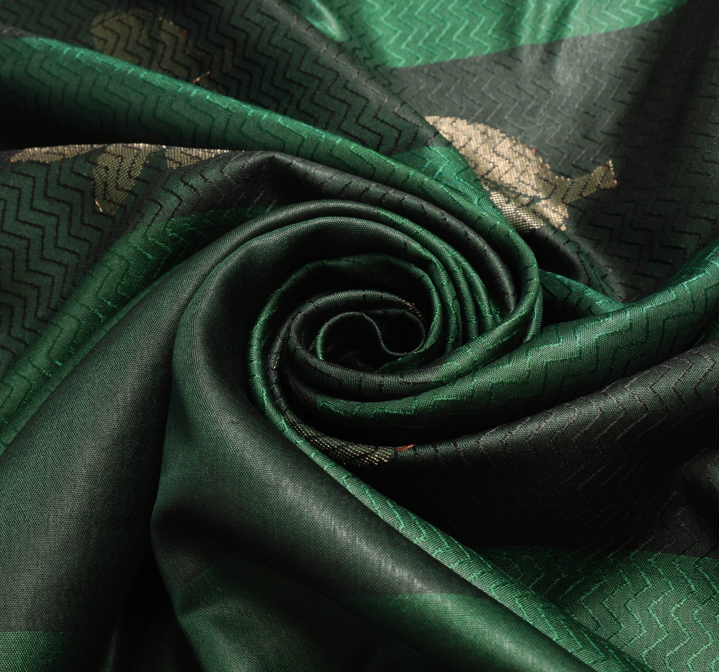 Sushila Vintage Dark Green 100% Pure Silk Saree Woven Floral Soft Sari Fabric