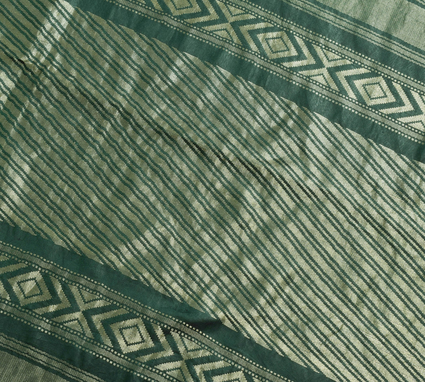 Sushila Vintage Dark Green 100% Pure Silk Saree Woven Floral Soft Sari Fabric