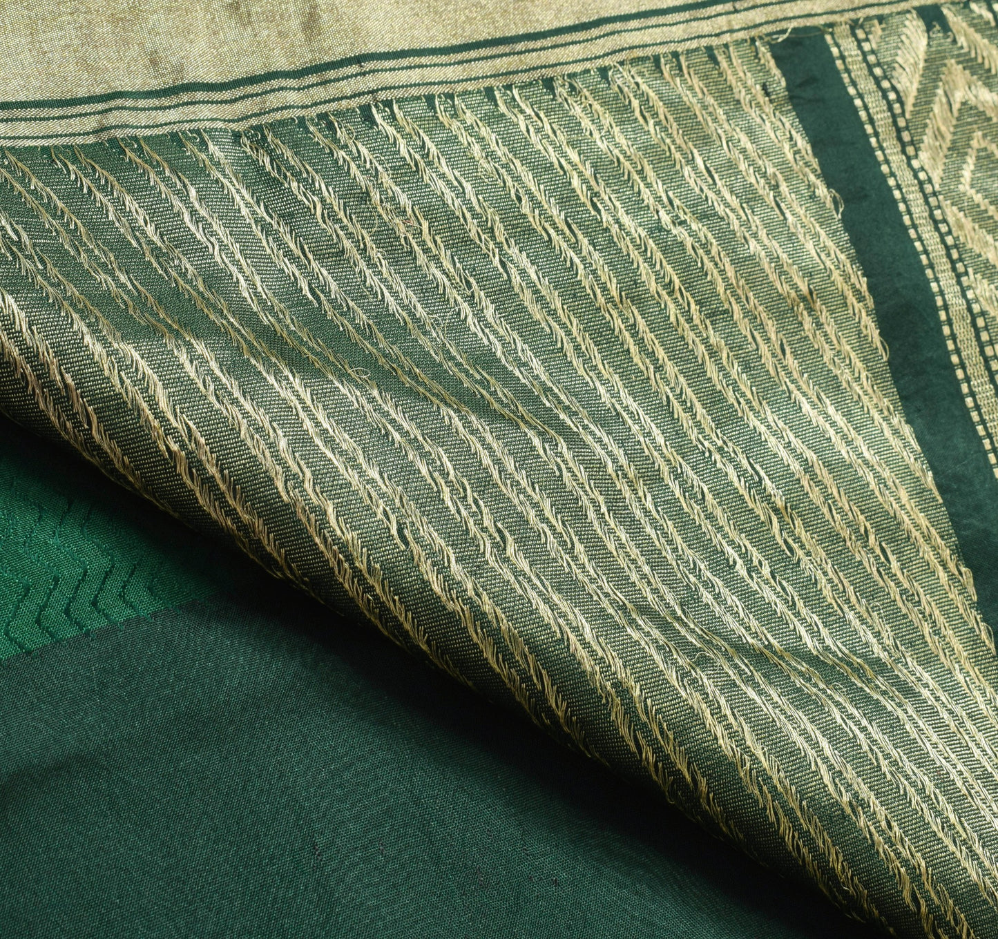 Sushila Vintage Dark Green 100% Pure Silk Saree Woven Floral Soft Sari Fabric