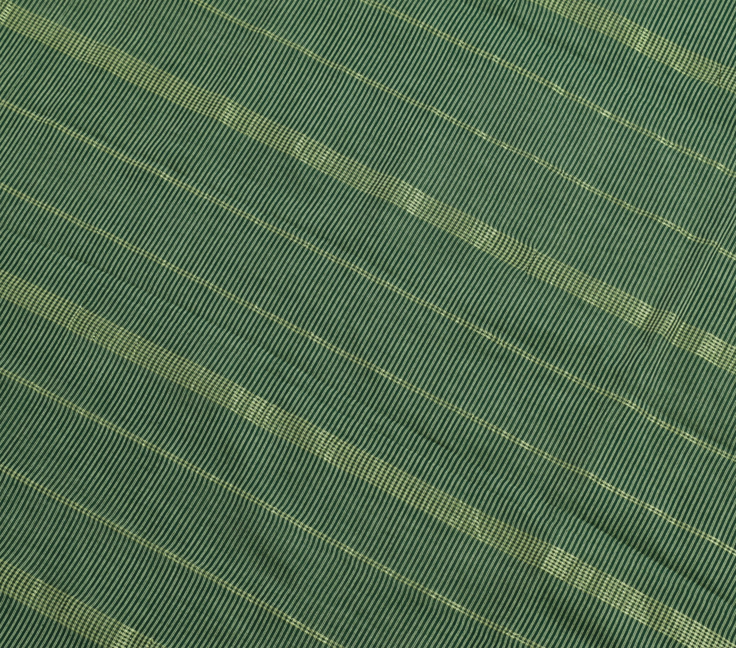 Sushila Vintage Bottle Green Silk Saree Stripes Woven Soft Sari Craft Fabric